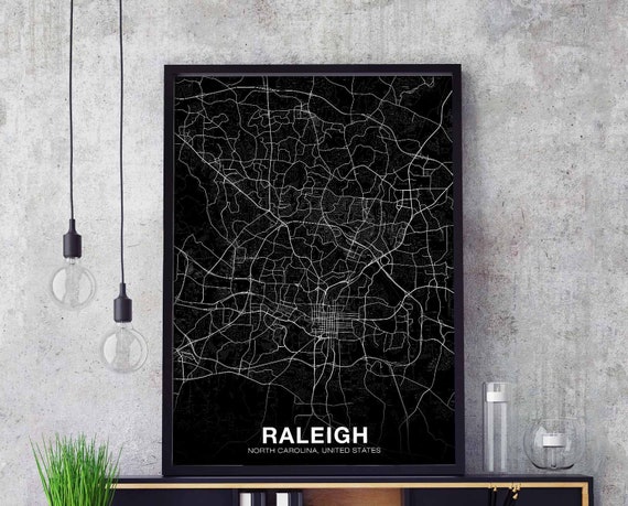 Raleigh North Carolina Map Poster, Modern Home Decor