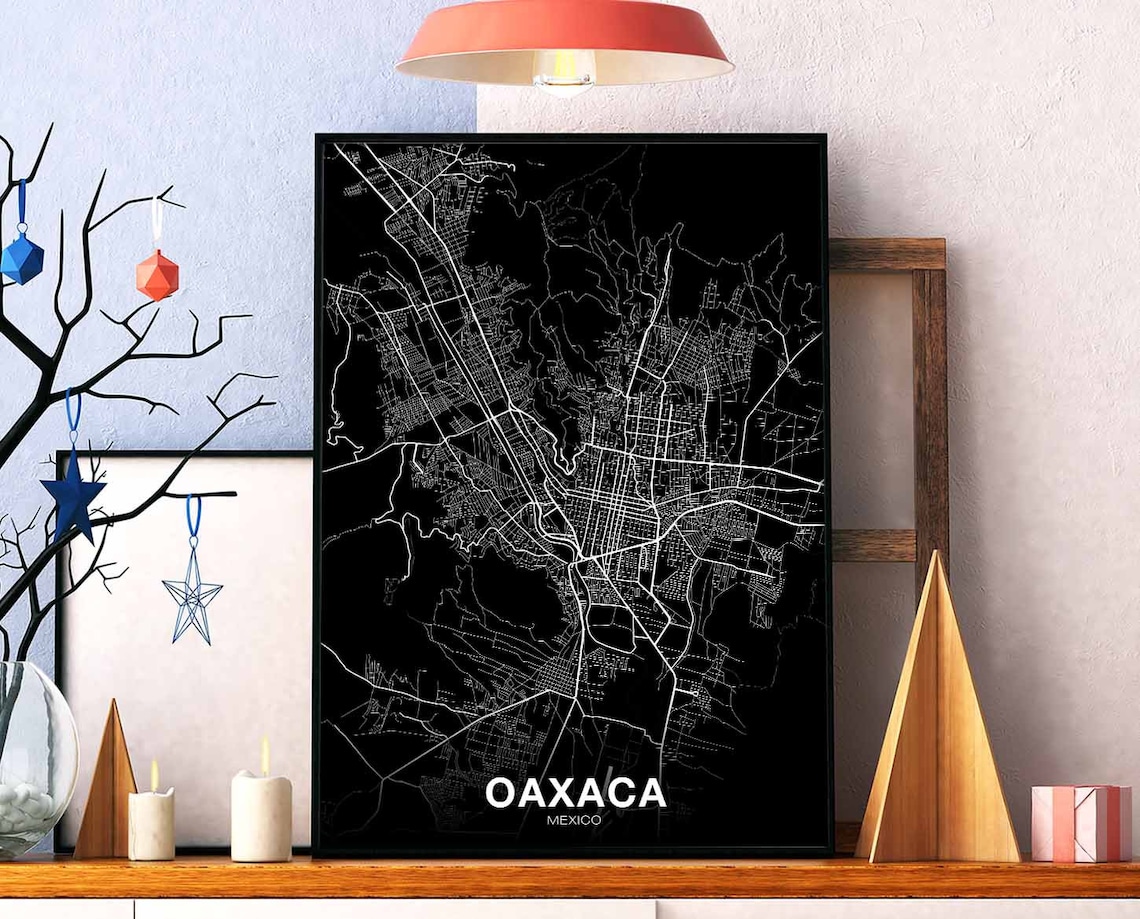 Oaxaca Mexico Map Poster, Modern Home Decor