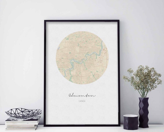 Edmonton Canada Map Poster Wall Decor Design Modern Minimal Nordic Travel Bedroom Home Art Vintage Retro Dorm Nursery Housewarming