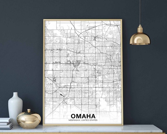 Omaha Nebraska USA Map Poster, Modern Home Decor