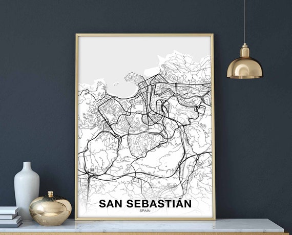 San Sebastian Spain Map Poster, City Art Print