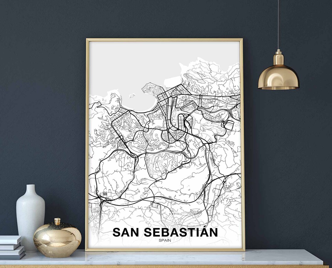 San Sebastian Spain Map Poster, City Art Print