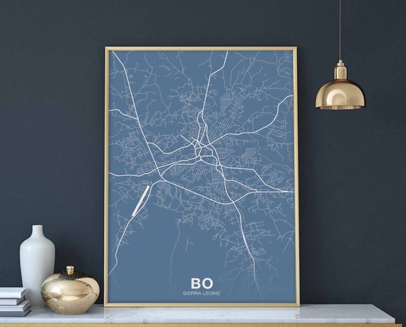 Bo Sierra Leone Poster Color Hometown City Print Modern Home Decor Office Decoration Wall Art Dorm Bedroom Gift