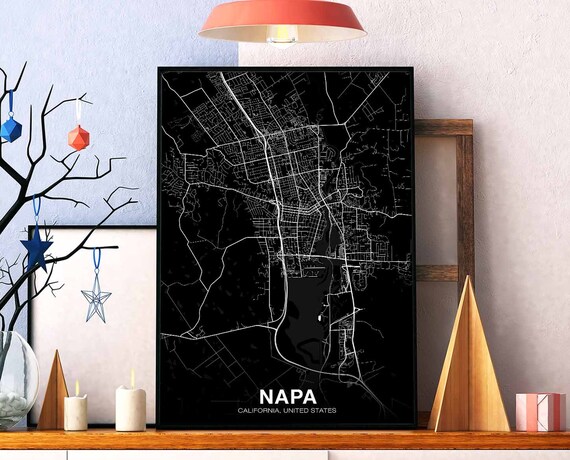 Napa Ca Usa Map Poster Black White Hometown City Print Modern Home Decor Office Decoration Wall Art Dorm Bedroom Gift