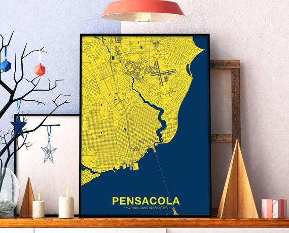 Pensacola Florida Fl Usa Poster Color Hometown City Print Modern Home Decor Office Decoration Wall Art Dorm Bedroom Gift