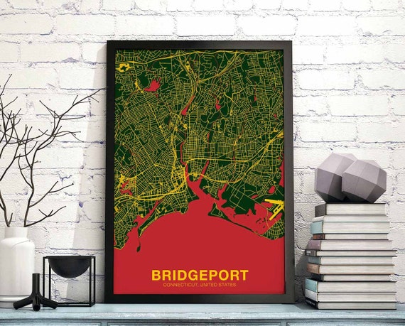Bridgeport Connecticut Ct Usa Poster Color Hometown City Print Modern Home Decor Office Decoration Wall Art Dorm Bedroom Gift