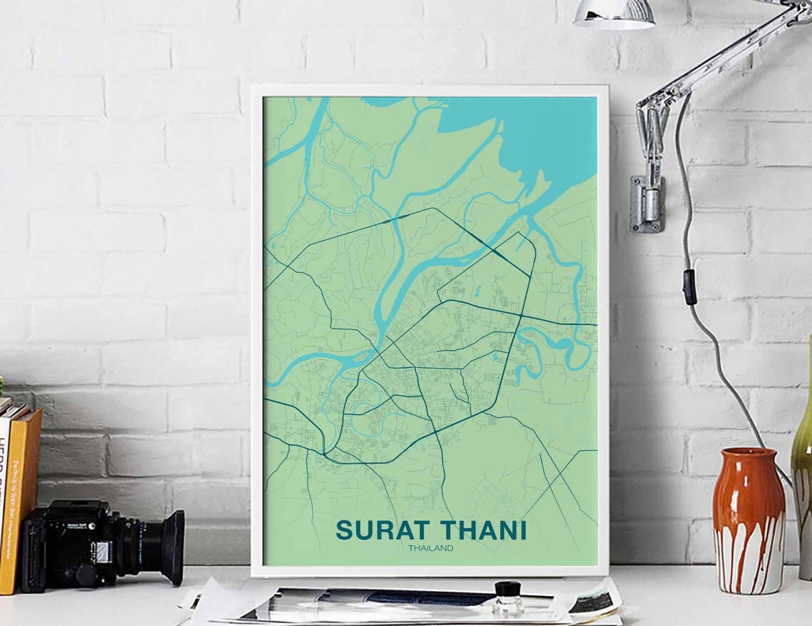 Surat Thani Thailand Poster Print, Modern Home Decor