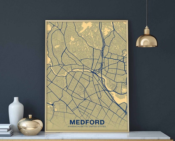 Medford Massachusetts Ma Usa Poster Color Hometown City Print Modern Home Decor Office Decoration Wall Art Dorm Bedroom Gift