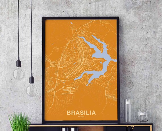 Brasilia Brazil Map Poster Color Hometown City Print Modern Home Decor Office Decoration Wall Art Dorm Bedroom Gift