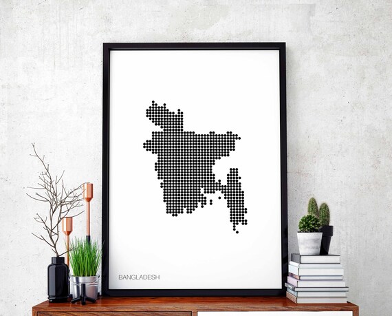 Bangladesh Minimal Dots Retro Map Poster