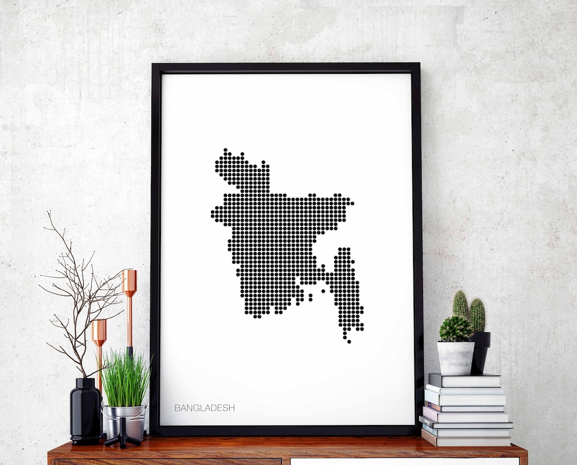 Bangladesh Minimal Dots Retro Map Poster