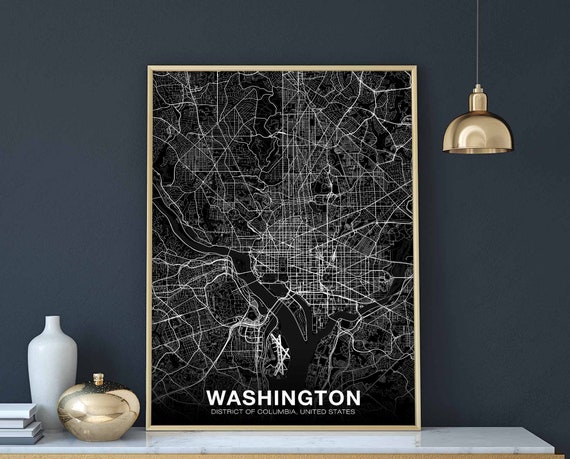 Washington DC USA Map Poster, Modern Travel Print