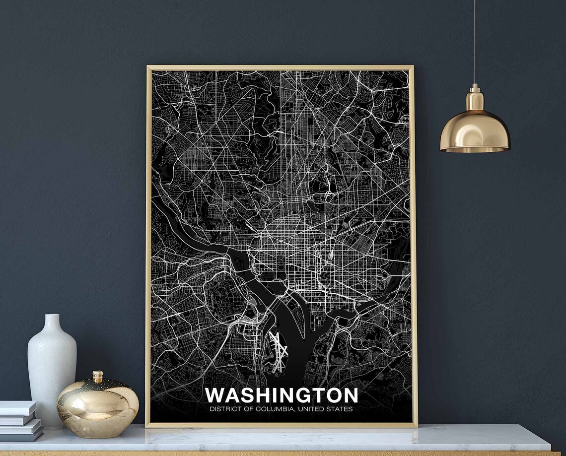 Washington DC USA Map Poster, Modern Travel Print
