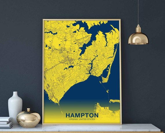 Hampton Virginia Va Usa Poster Color Hometown City Print Modern Home Decor Office Decoration Wall Art Dorm Bedroom Gift