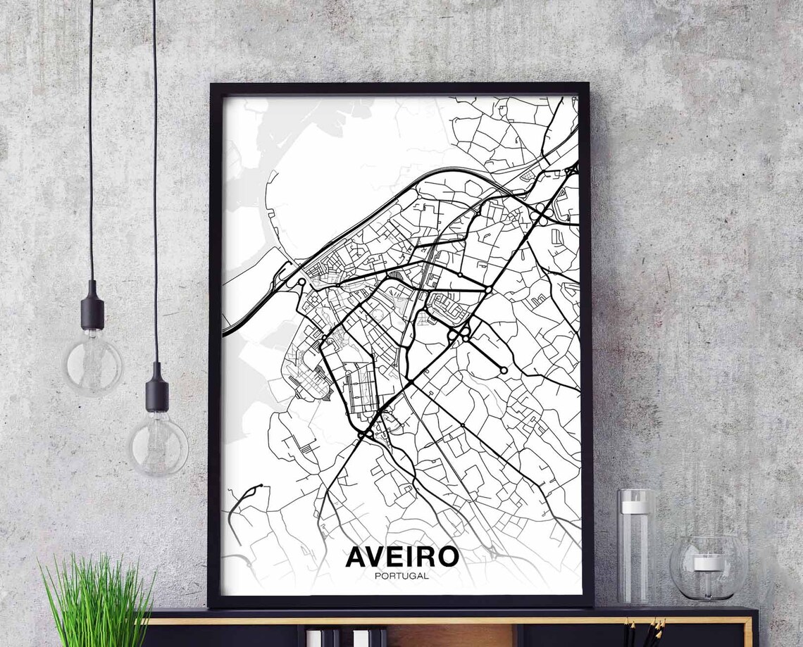Aveiro Portugal Map Poster, Modern Travel Poster