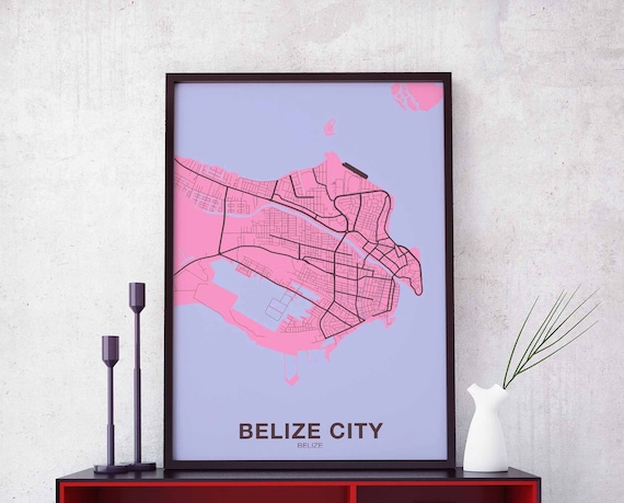 Belize City Map Poster Color Hometown Print Modern Home Decor Office Decoration Wall Art Dorm Bedroom Gift