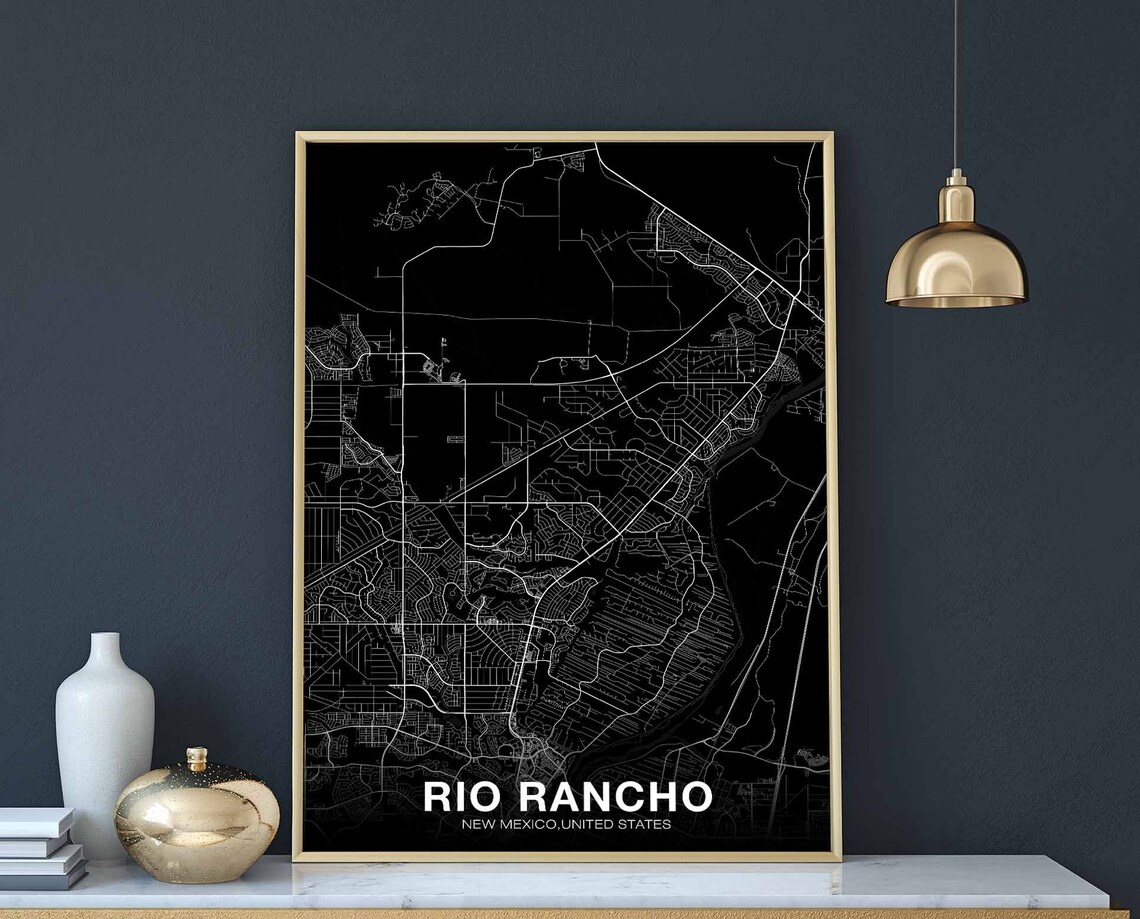 Rio Rancho New Mexico City Street Map Black Modern Hometown Poster