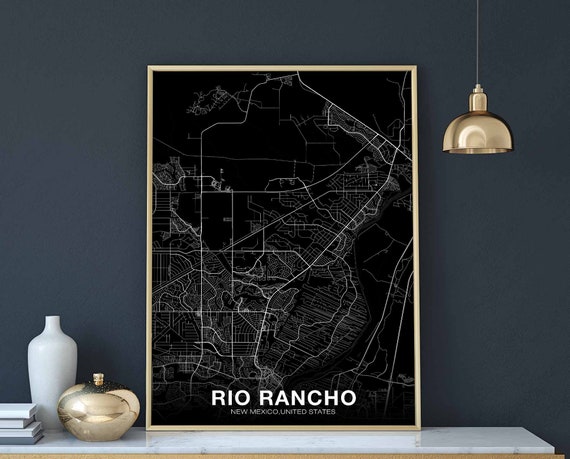 Rio Rancho New Mexico Nm Usa Map Poster Black White Hometown City Print Modern Home Decor Office Decoration Wall Art Dorm Bedroom Gift