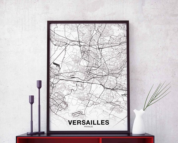 Versailles France Map Poster Black White Hometown City Print Modern Home Decor Office Decoration Wall Art Dorm Bedroom Gift