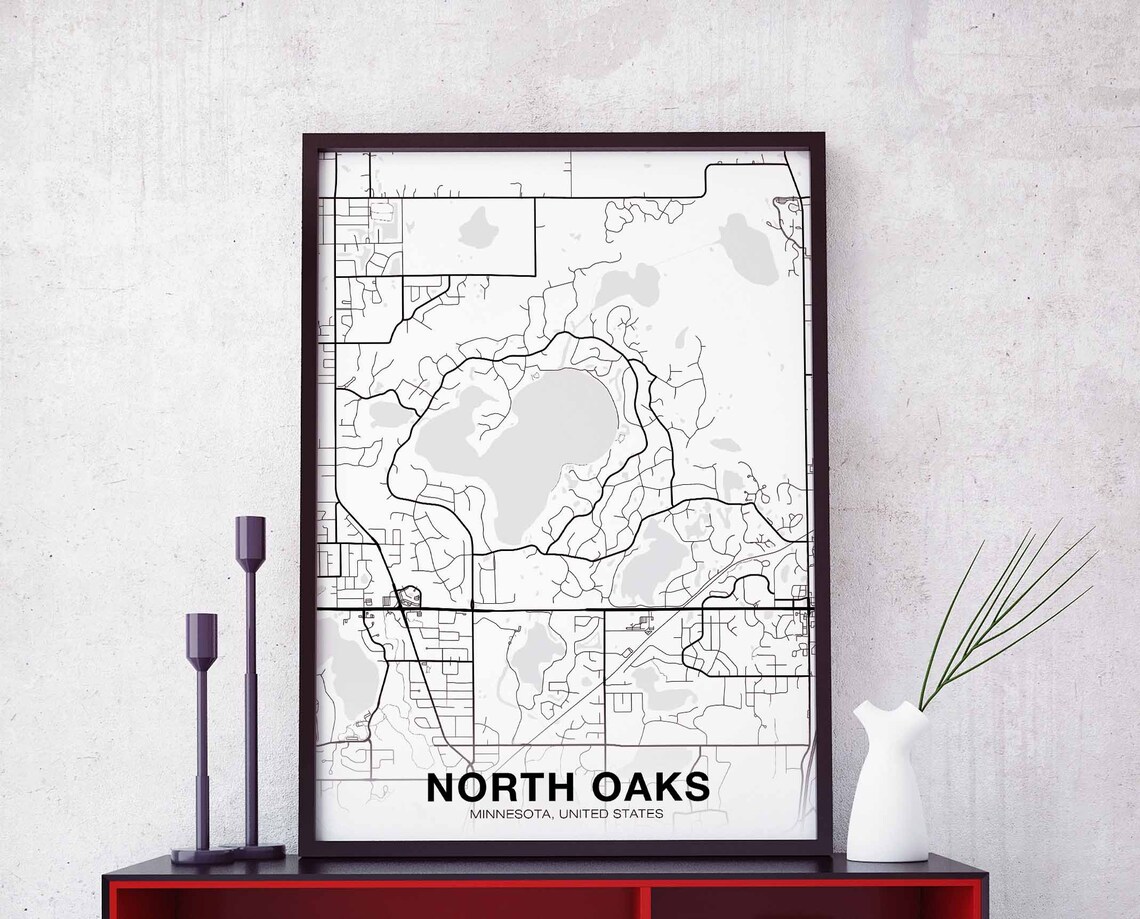 North Oaks Minnesota Map Poster, Modern Home Decor