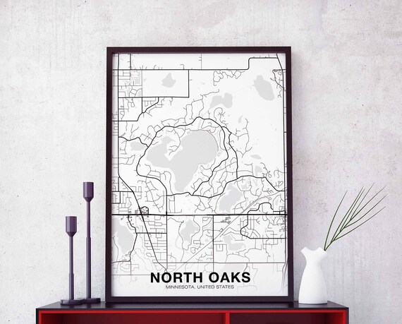 North Oaks Minnesota Map Poster, Modern Home Decor