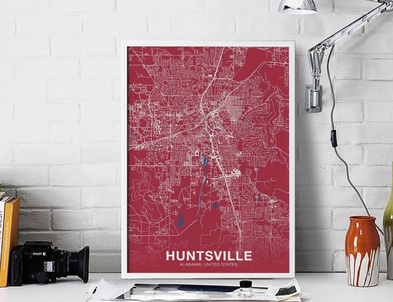 Huntsville Alabama Al Usa Poster Color Hometown City Print Modern Home Decor Office Decoration Wall Art Dorm Bedroom Gift