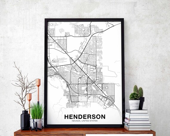 Henderson Nevada Nv Usa Map Poster Black White Hometown City Print Modern Home Decor Office Decoration Wall Art Dorm Bedroom Gift