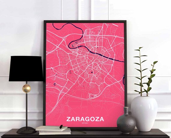 Zaragoza Spain Map Poster Color Hometown City Print Modern Home Decor Office Decoration Wall Art Dorm Bedroom Gift