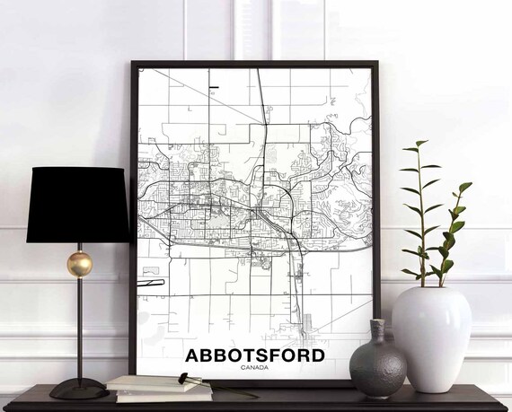 Abbotsford Canada Map Poster Hometown City Print Modern Home Decor Office Decoration Wall Art Dorm Bedroom Gift
