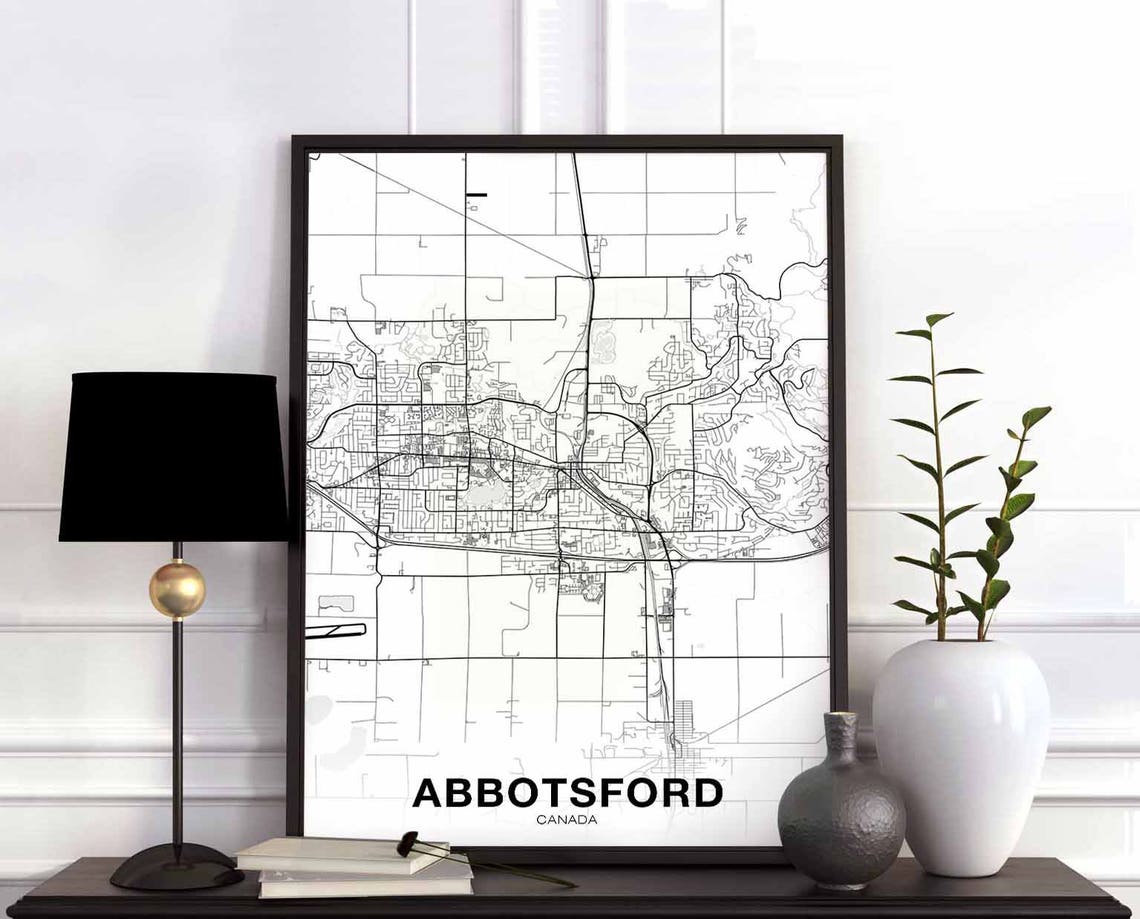 Abbotsford Canada White Minimalist City Street Map Art Poster