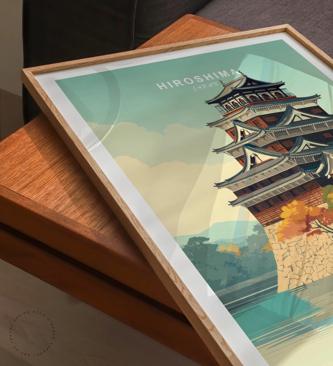 Hiroshima Japan Historic Castle Tiered Roofs Vintage Travel Poster - Image 6