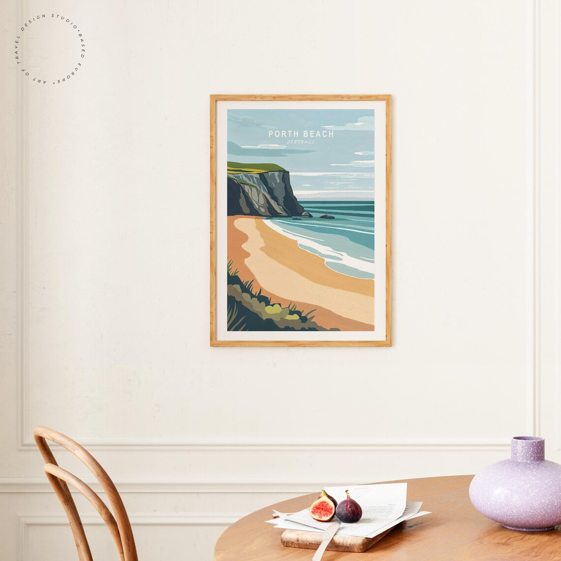 Porth Beach Cornwall Cliff Coast Sandy Cove England Travel Poster - Image 4