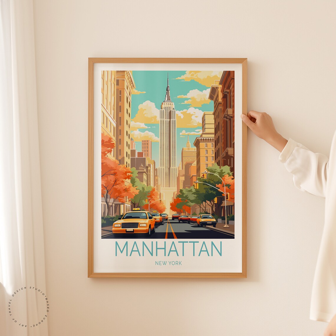 Manhattan New York Empire State Building Street Scene Travel Poster - Image 2