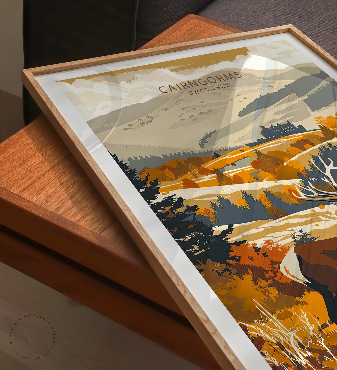 Cairngorms Scotland Red Deer With Highland Lodge Travel Poster - Image 3