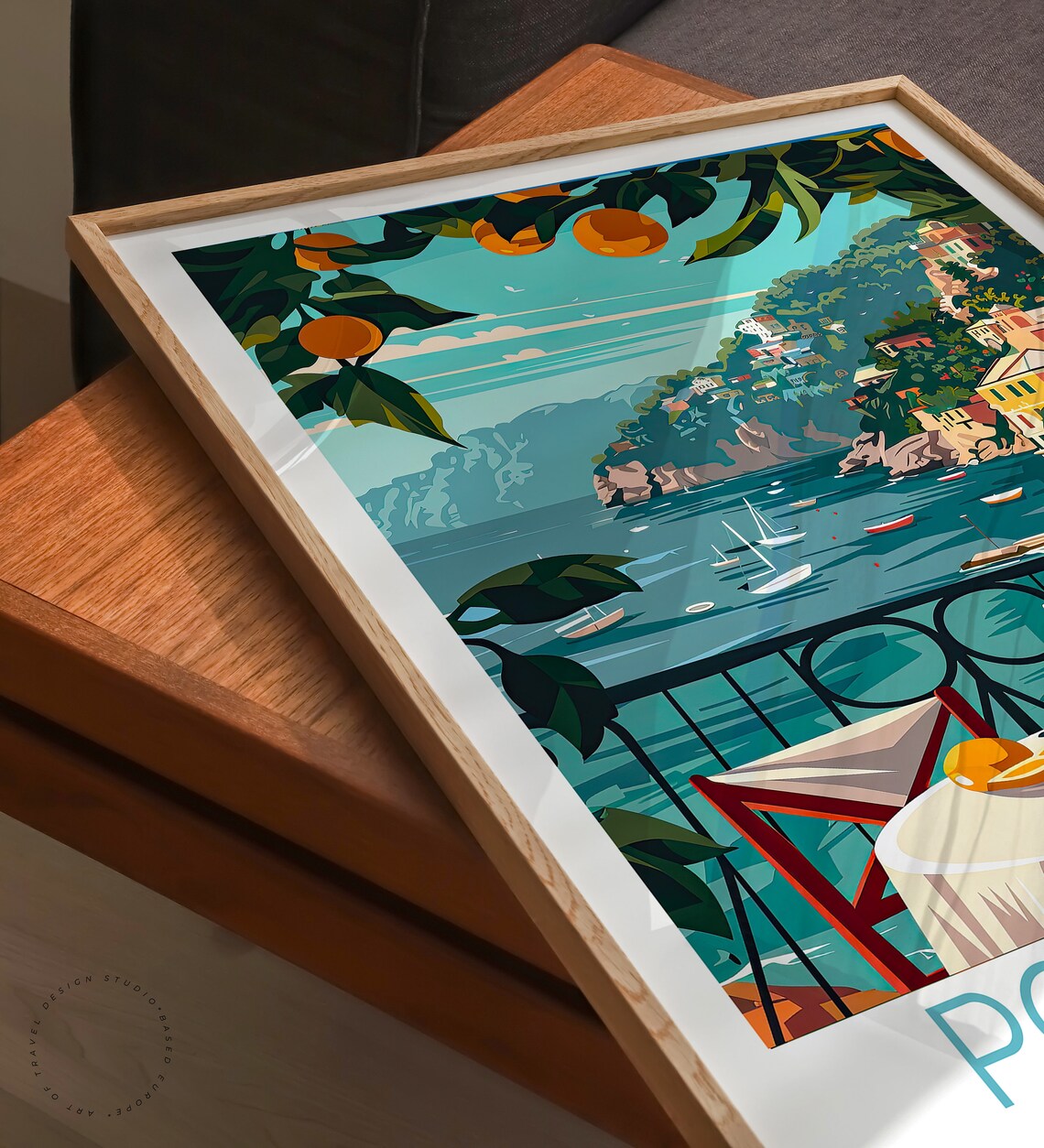 Portofino Italy Harbor Terrace Wine Glasses Stunning Sea View Poster - Image 3