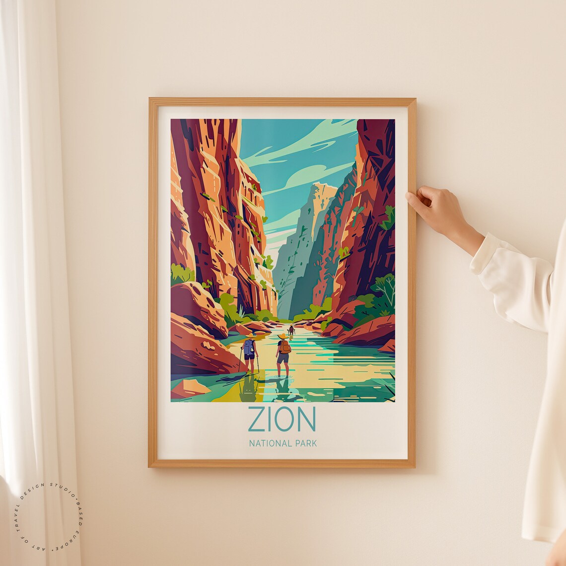 Zion National Park Red Canyon River Hiking Narrows Travel Poster - Image 2