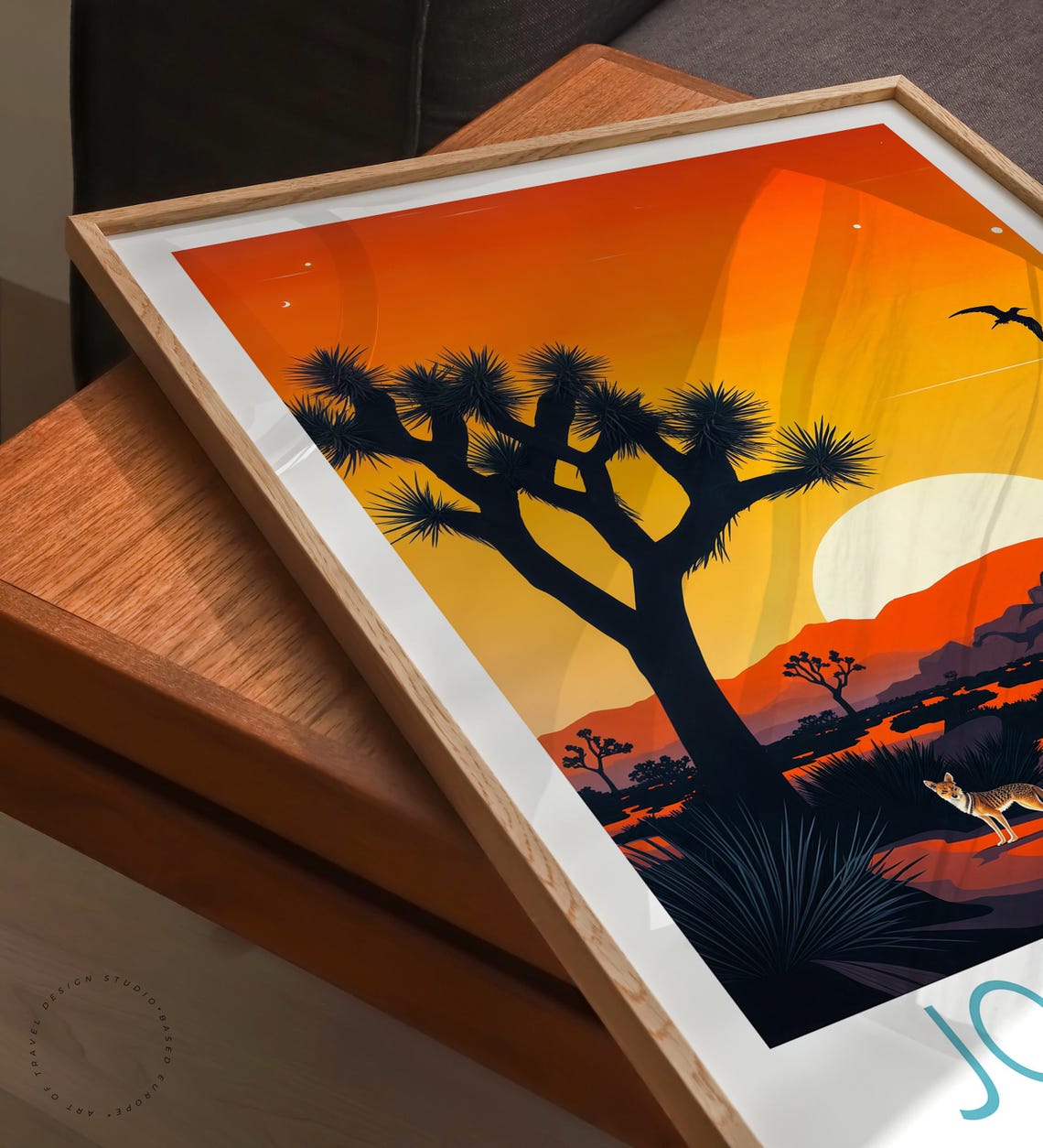 Joshua Tree National Park Desert Sunset With Coyote Silhouette Poster - Image 3