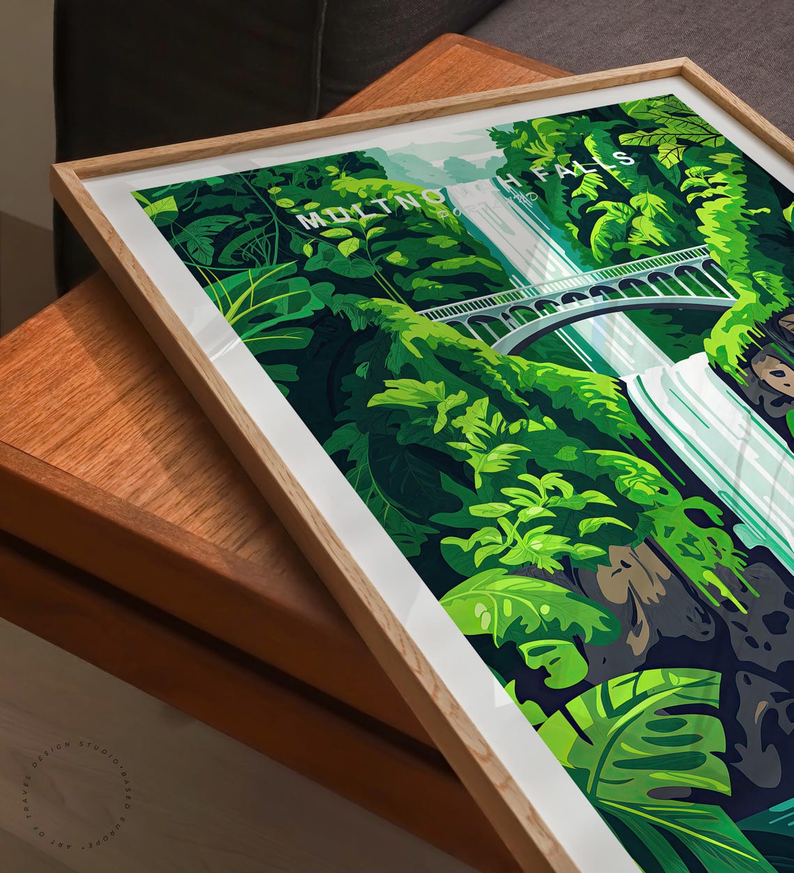 Multnomah Falls Portland Emerald Forest Waterfall Scene Poster - Image 3
