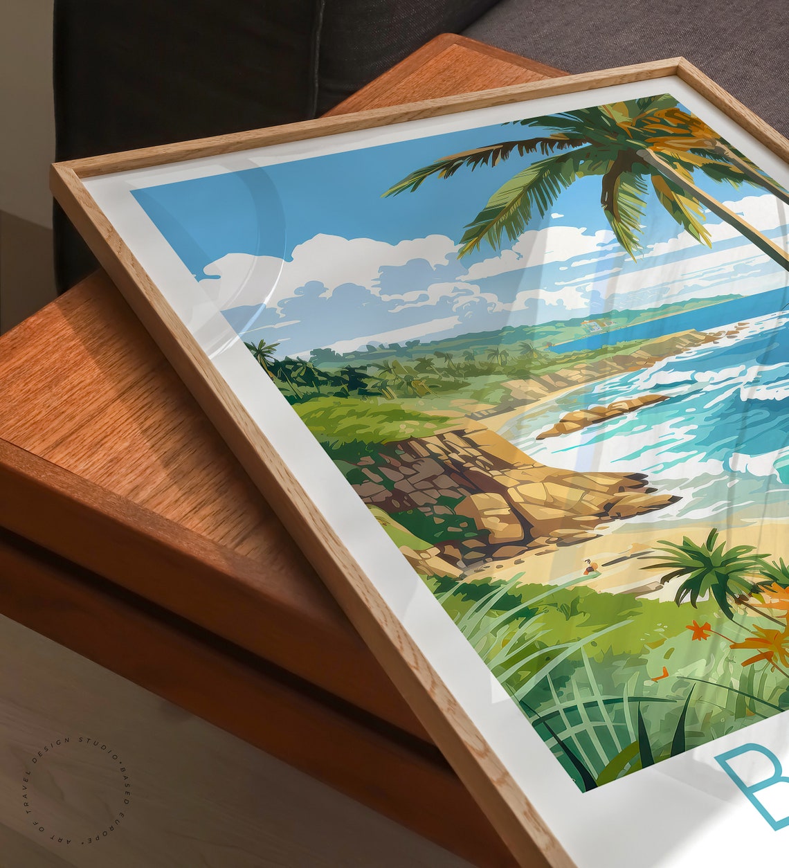 Barbados Caribbean Tropical Beach Cove With Palm Trees Poster - Image 3