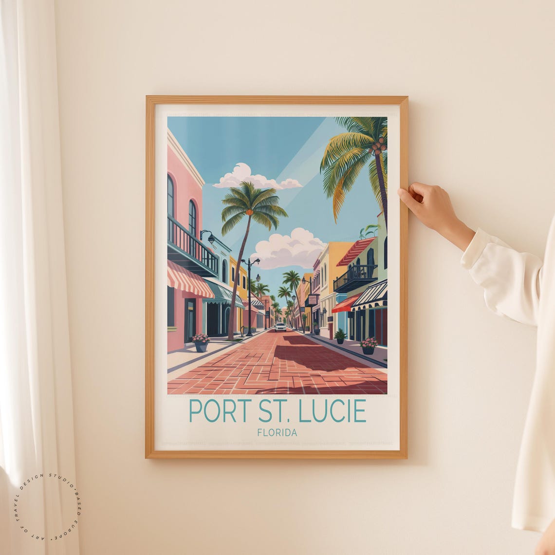 Port St. Lucie Florida Historic Street Palm Trees Brick Road Poster - Image 5
