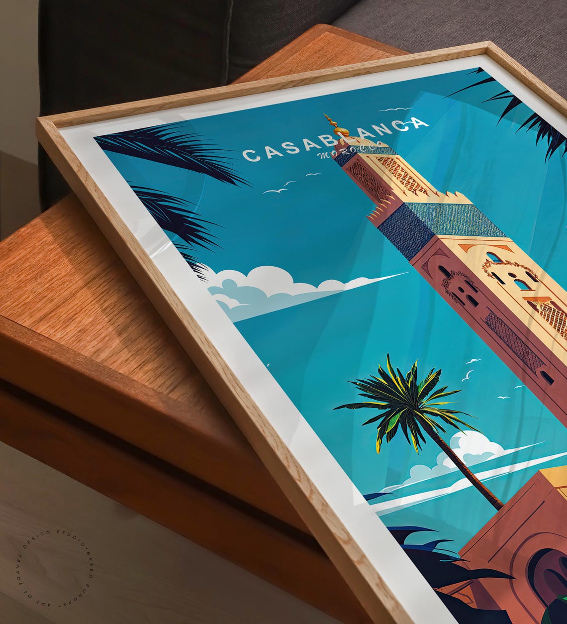 Casablanca Morocco Hassan II Mosque Minaret Top Title Poster - Image 3