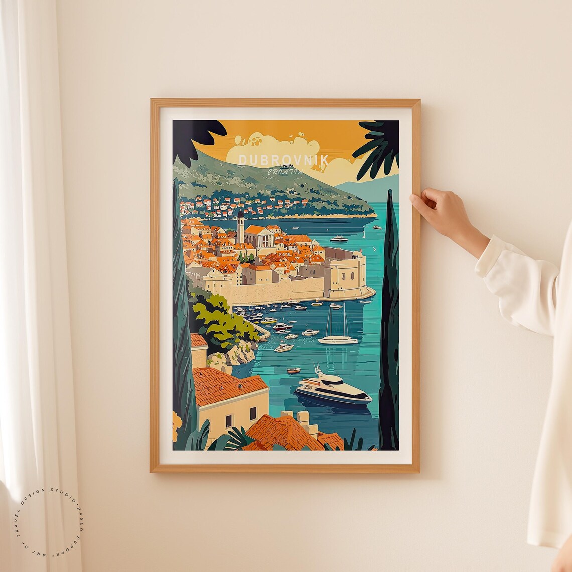 Dubrovnik Croatia Sunset View of the Walled Old Town and Harbor Poster - Image 2