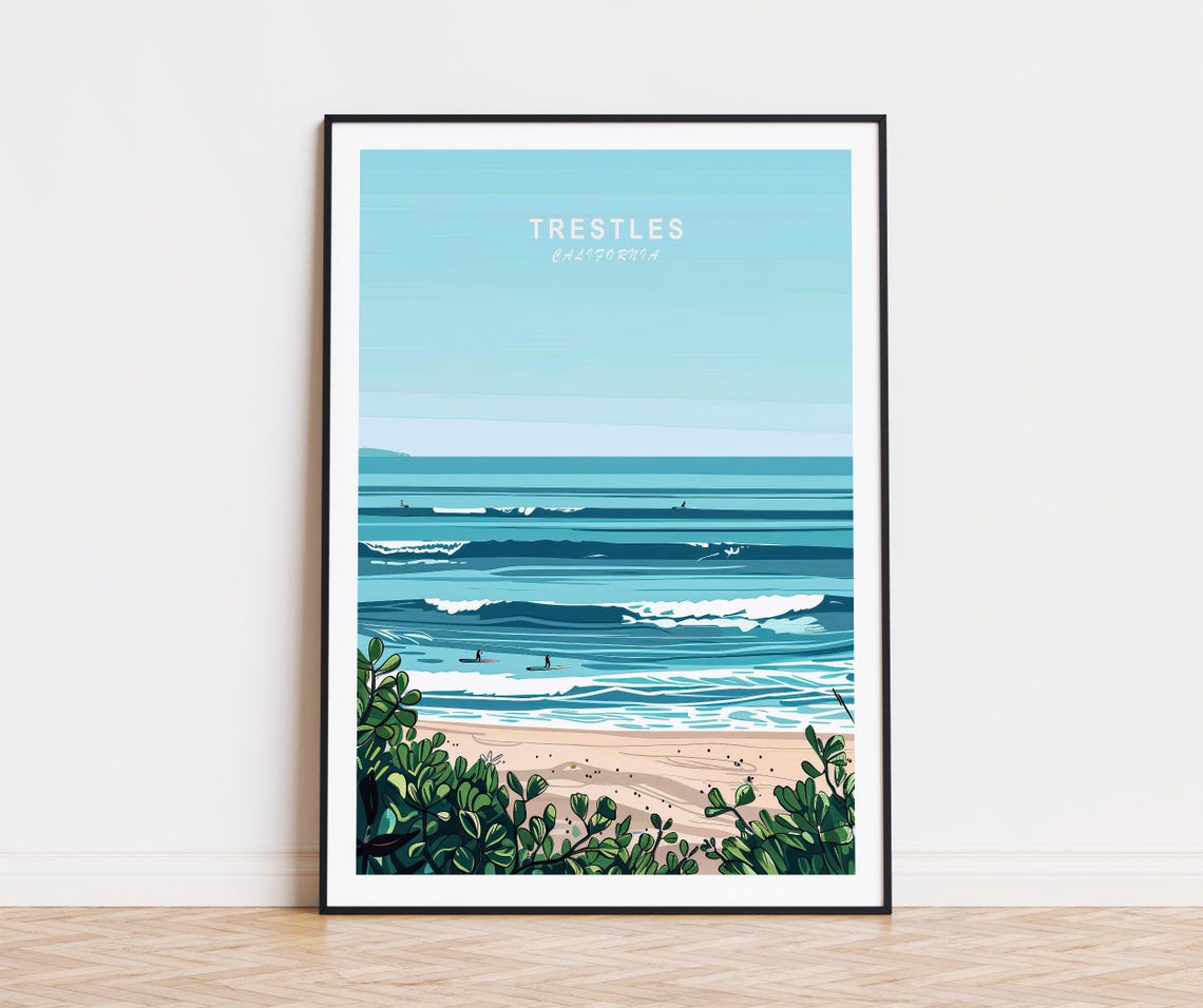Trestles California Minimalist Surf Break Ocean Travel Poster