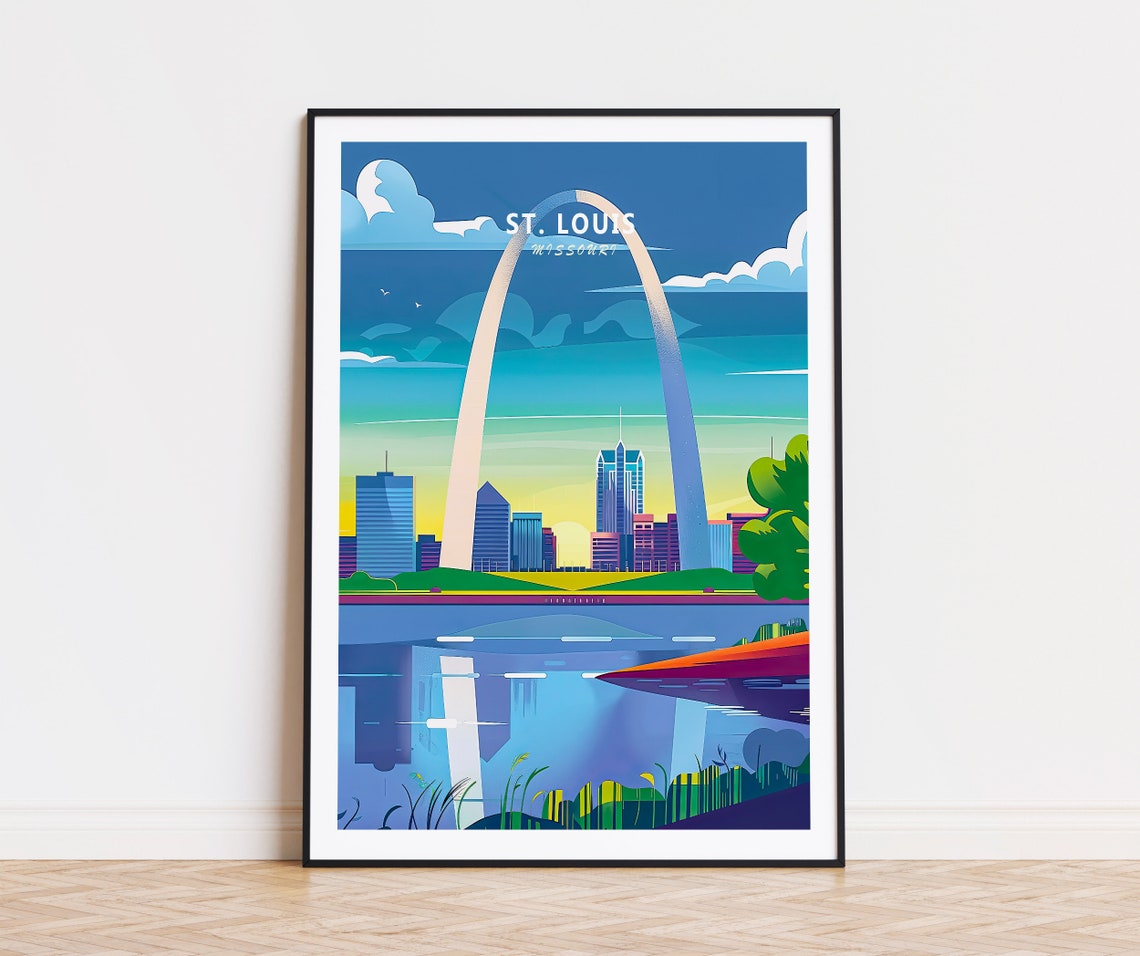 St Louis Missouri Gateway Arch Over Skyline At Sunset Poster