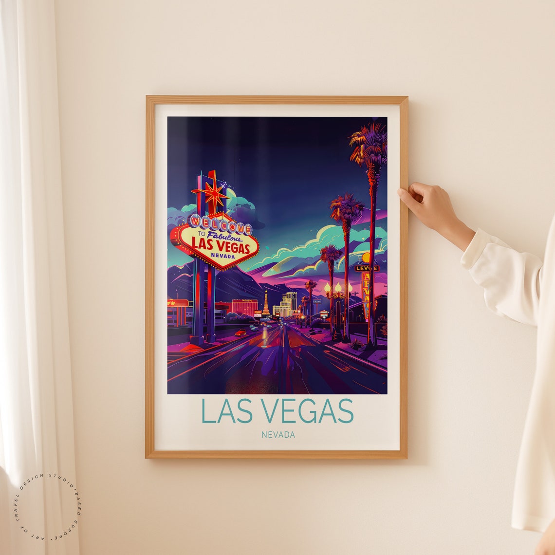 Las Vegas Travel Poster Vegas Nevada Wall Art Las Vegas Travel Wall Decor Vegas Bachelor Gifts Anniversary Print - Image 2