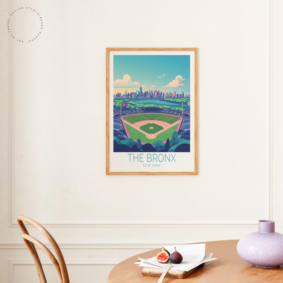 The Bronx New York Baseball Stadium City Skyline Vintage Travel Poster - Image 4