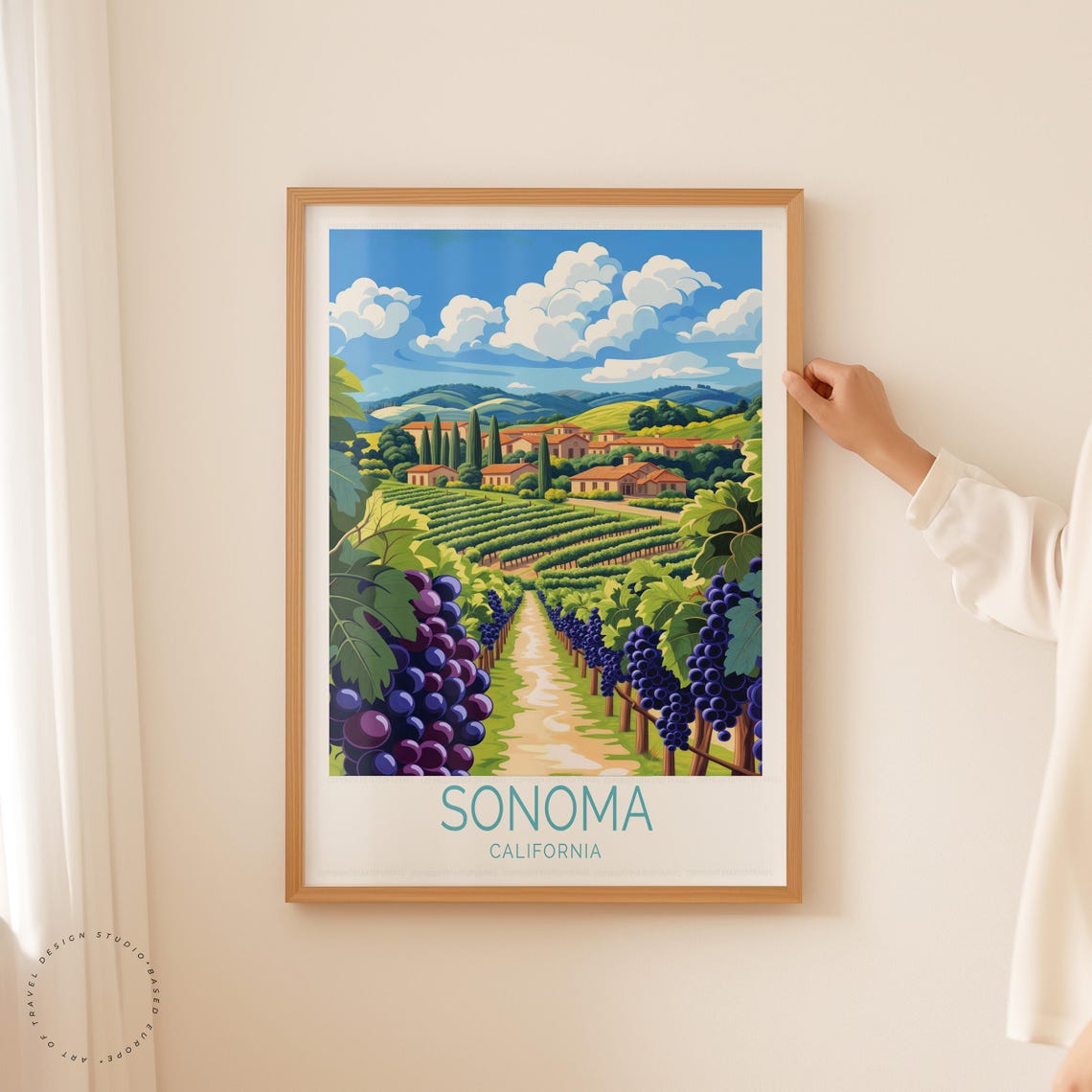 Sonoma California Vineyard Grape Rows Estate Winery Travel Poster - Image 5