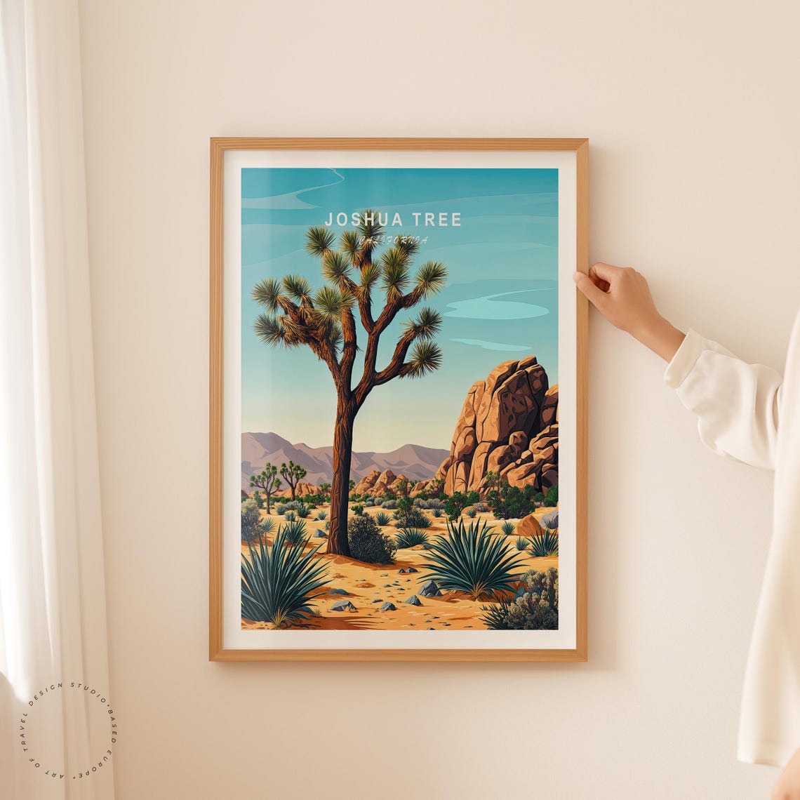 Joshua Tree Desert Scene Golden Boulders With Sky Lettering Poster - Image 2