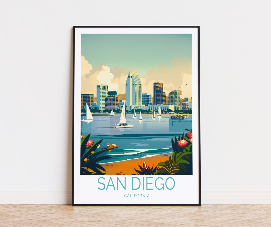 San Diego California Travel Print California Wall Art San Diego Custom Travel Poster Birthday Gift Personalised Gifts