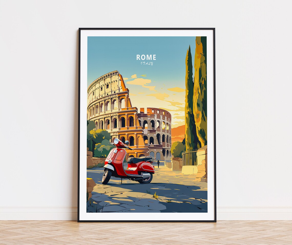 Rome Italy Travel Poster, Colosseum Travel Poster